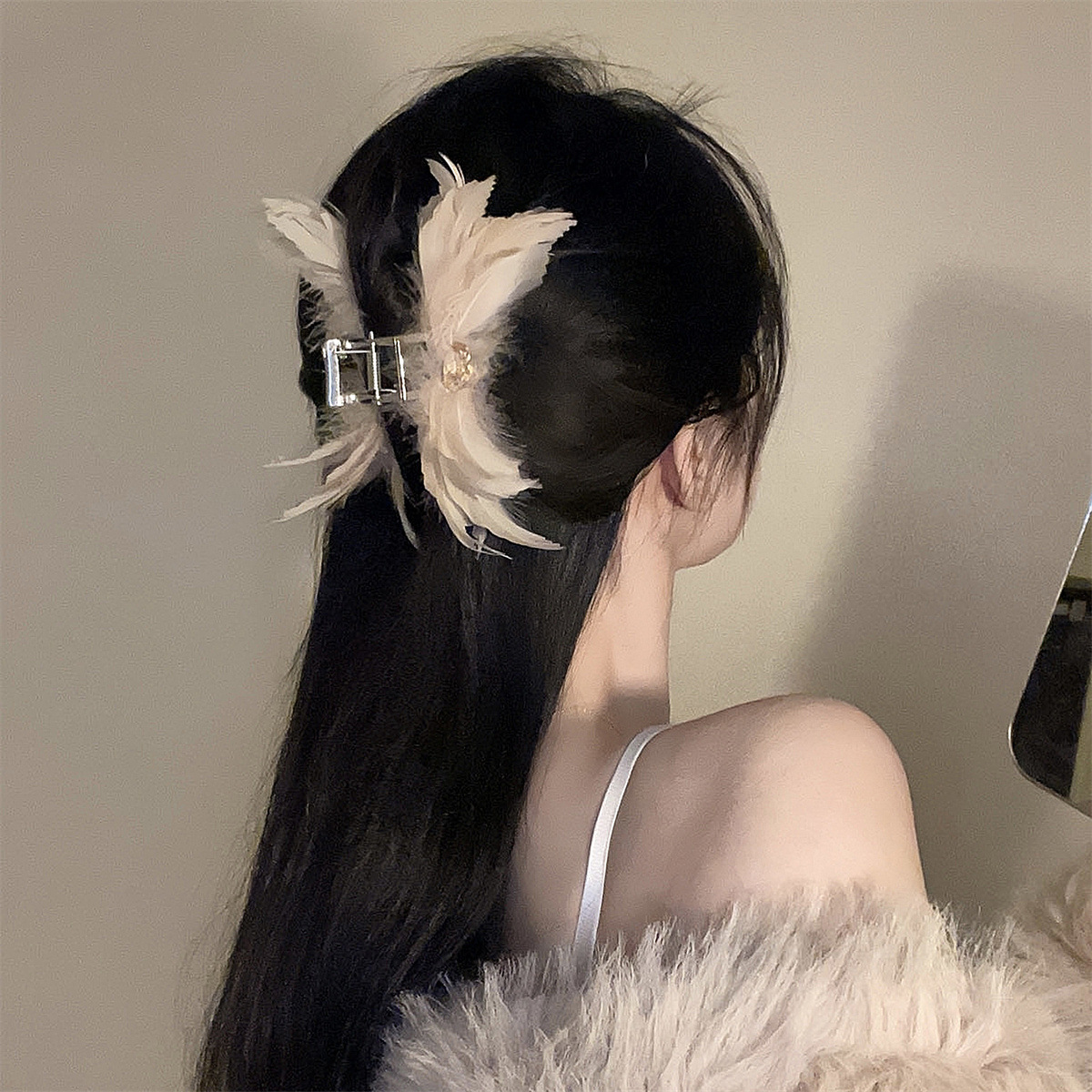 Accessories Brand For Women - 여성용 헤어 클로 클립 한국 깃털