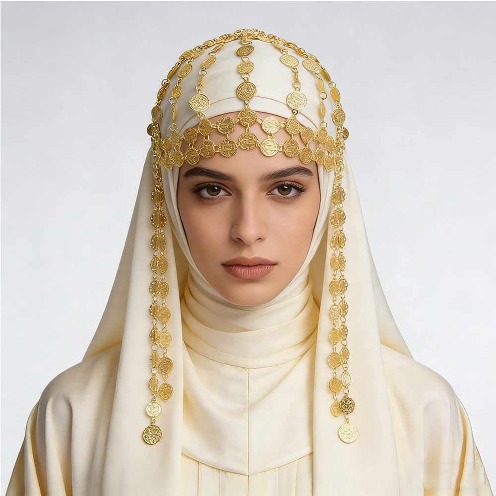 Women Accessories Pakistan - 금도금 합금 동전 모양 장식 머리띠