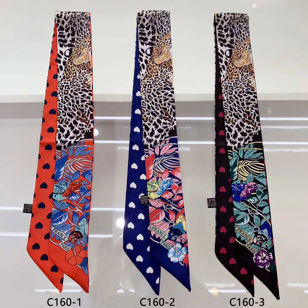 Accessories Brand For Women - 브랜드 레오파드 앵무새 하트 실크 스카프,