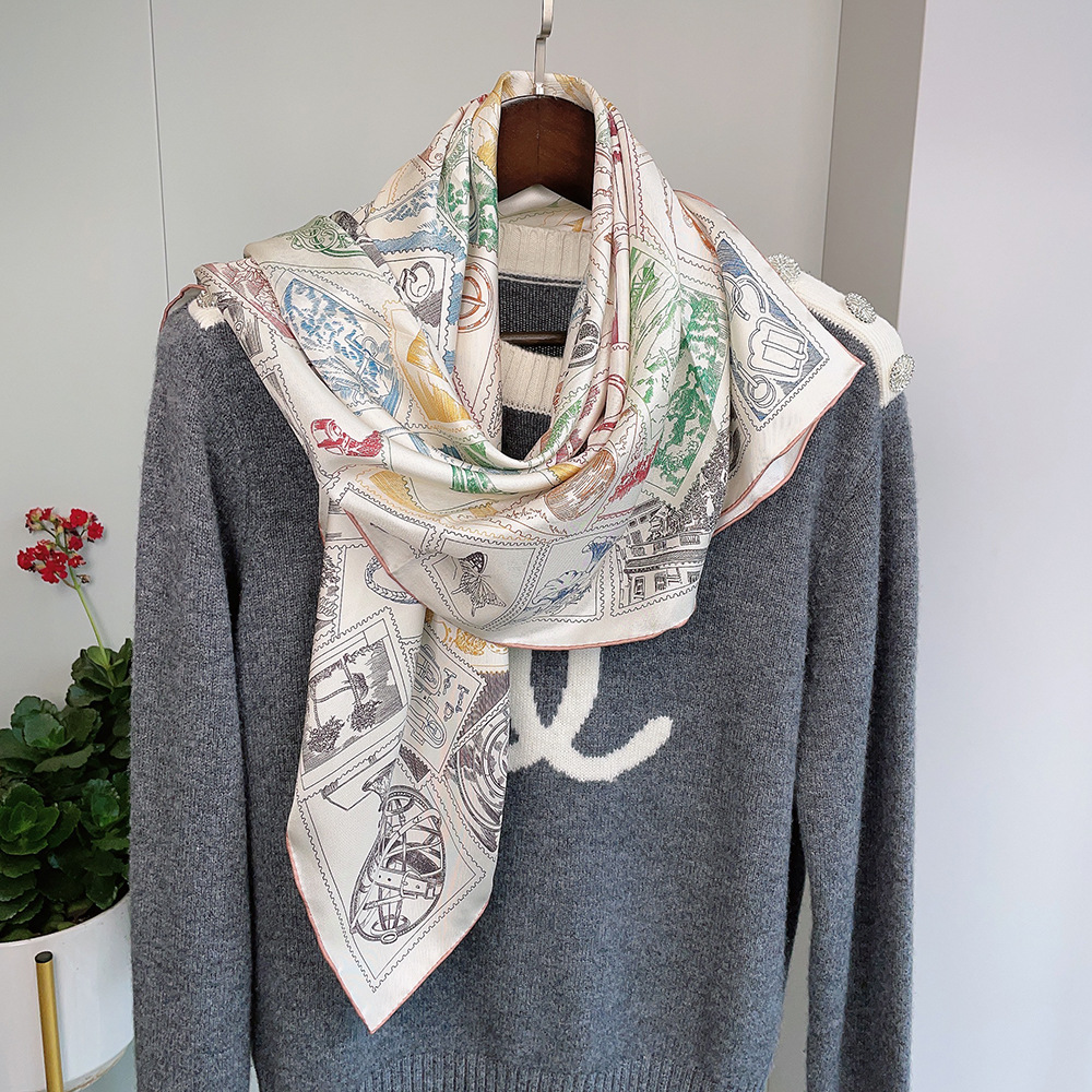 럭셔리 실크 스카프 90CM 브랜드 능직 두건 수제 밑 - Accessories Brand For Women 리뷰 및 가격