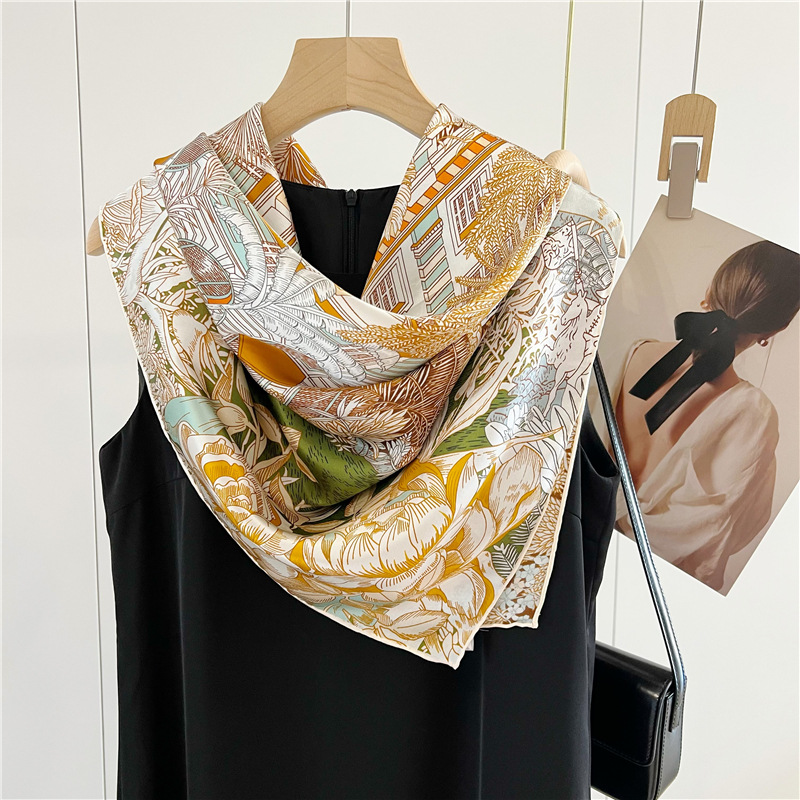 새틴 실크 스카프 110cm 브랜드 멀베리 실크 스카프 - Accessories Brand For Women 리뷰 및 가격