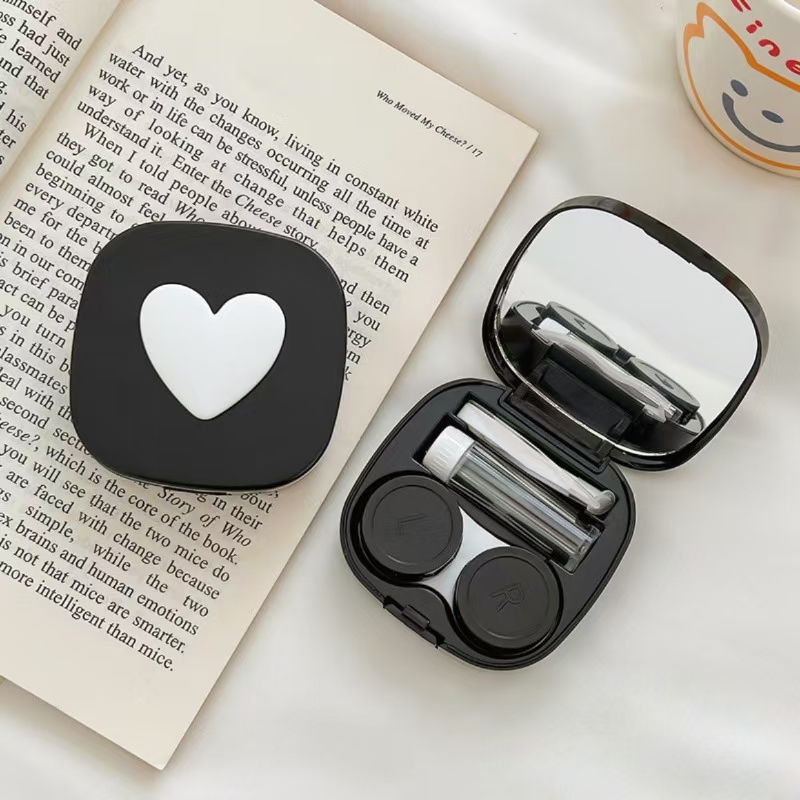 거울이있는 하트 콘택트 렌즈 케이스 미니 러블리 아이  - Women Accessories List 리뷰 및 가격
