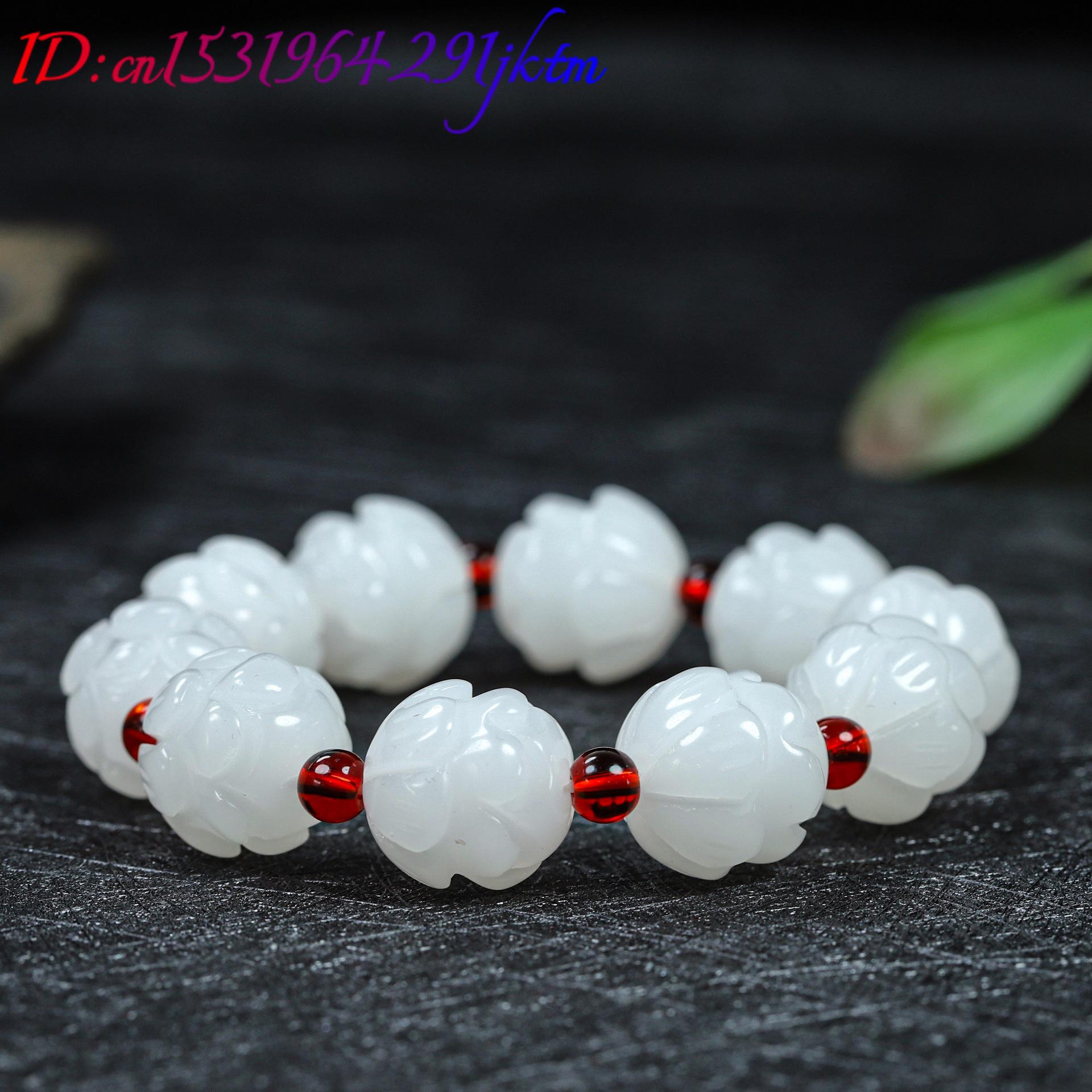 화이트 리얼 제이드 로터스 팔찌 액세서리 디자이너 쥬얼 - Women Accessories Bracelet 리뷰 및 가격
