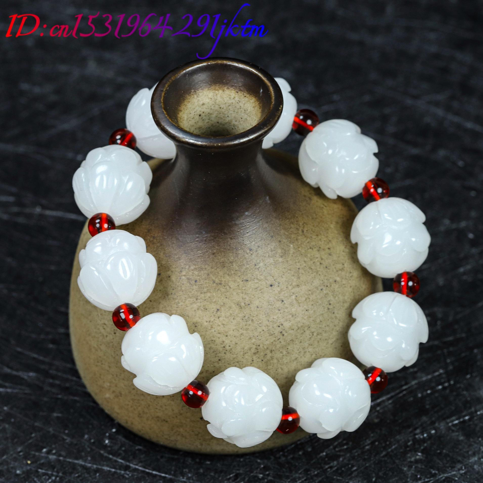 화이트 리얼 제이드 로터스 팔찌 액세서리 디자이너 쥬얼 - Women Accessories Bracelet 리뷰 및 가격
