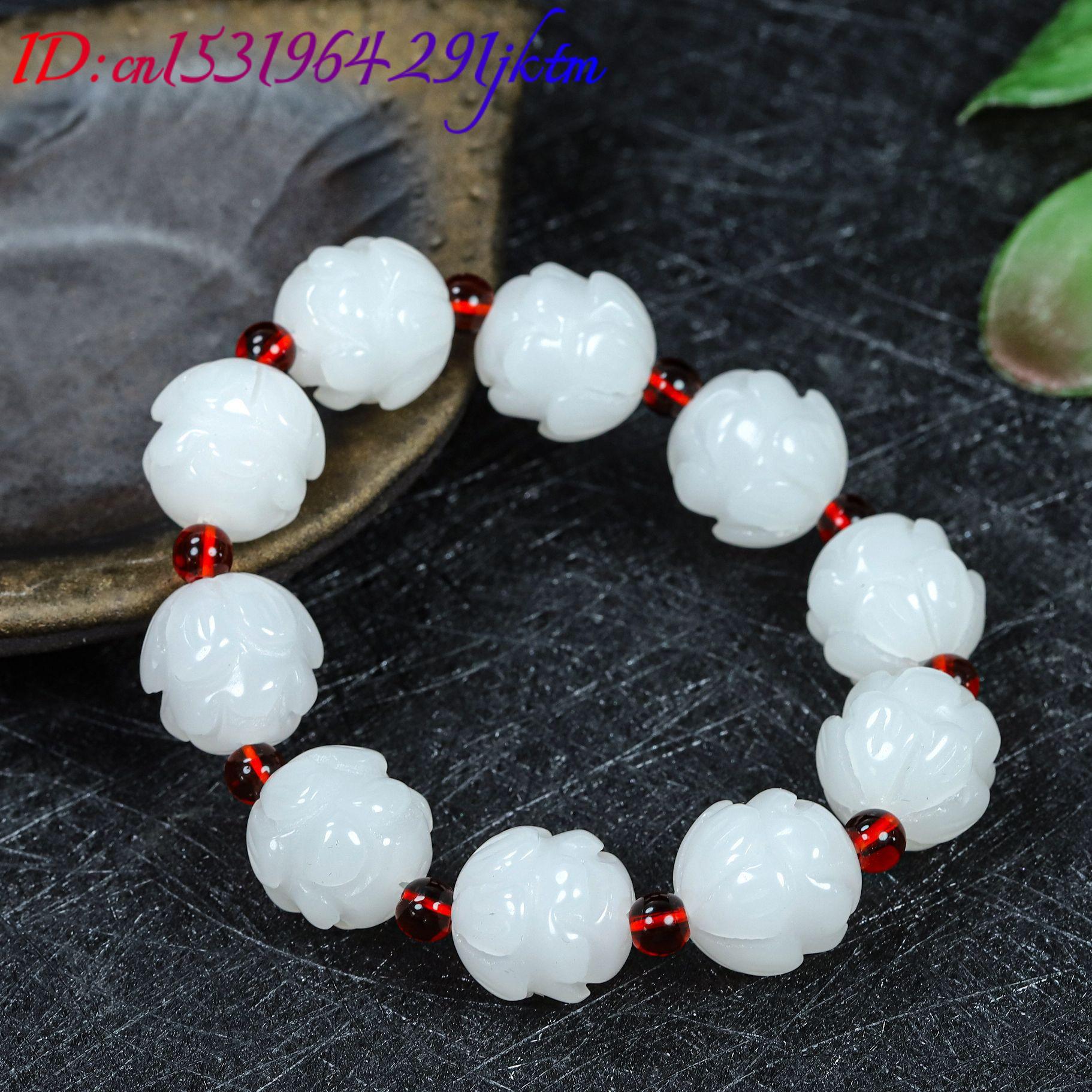 화이트 리얼 제이드 로터스 팔찌 액세서리 디자이너 쥬얼 - Women Accessories Bracelet 리뷰 및 가격