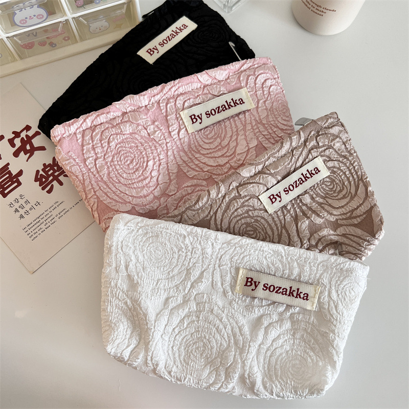 프랑스 양각 꽃 여행 화장품 보관 가방 지갑, 귀여운  - Women Accessories List 리뷰 및 가격