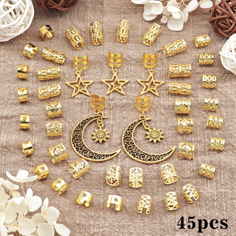 45개의 합금 드레드락 링과 달 별 펜던트 세트, 여성 - Women'S African Accessories 리뷰 및 가격
